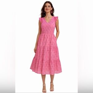 J. Crew Factory Dress Pink Eyelet Midi
